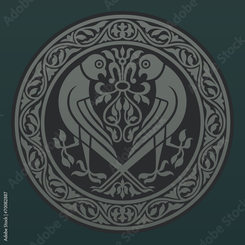 Round stencil with falcon silhouettes. Vector illustration