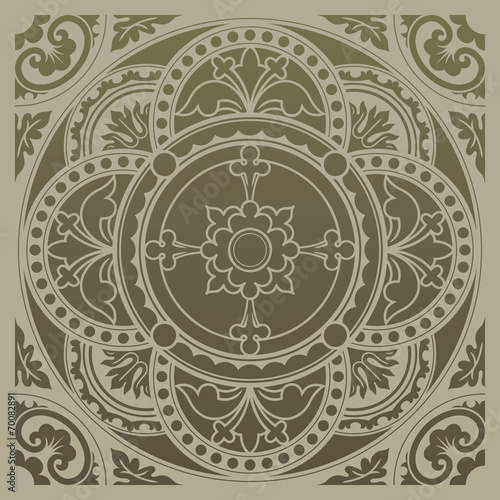 Gold decorative round ornament. Vector illustrations.