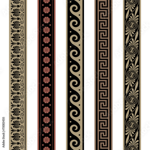 Greek seamless border ornaments. Vector file