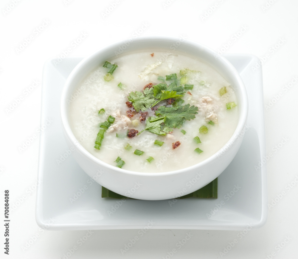 A bowl of porridge isolated on white