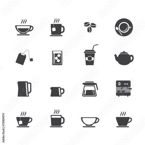 Coffee cup and Tea cup icon set