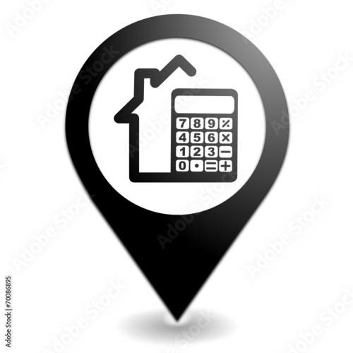 calculatrice immobilier sur symbole localisation noir