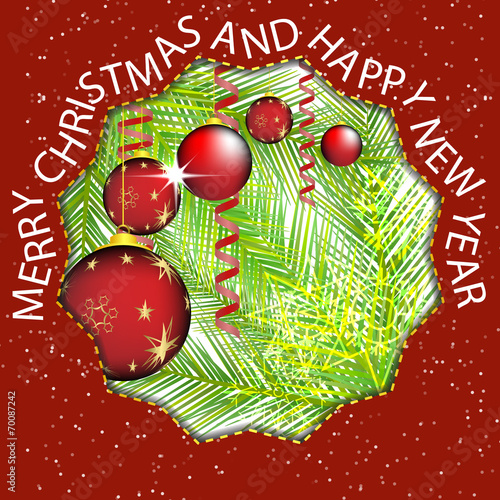 Beautiful decorations with pine needles on Christmas
