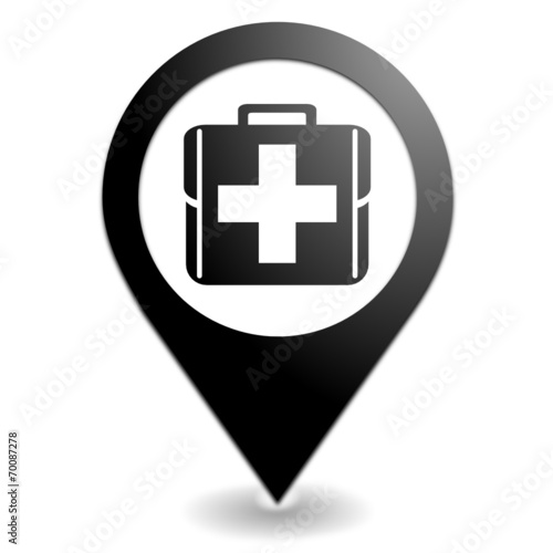 trousse de secours sur symbole localisation noir