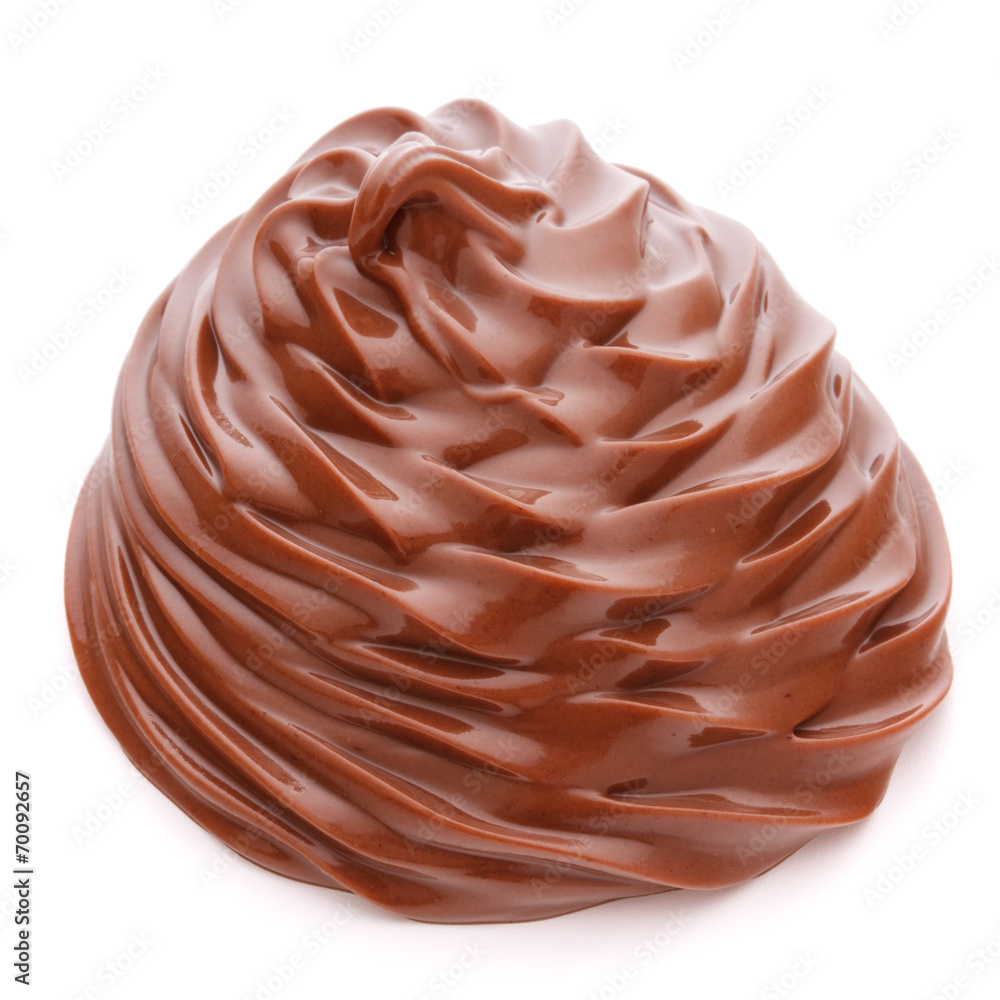 Chocolate cream swirl isolated on white background cutout Chocolate cream swirl isolated on white background cutout