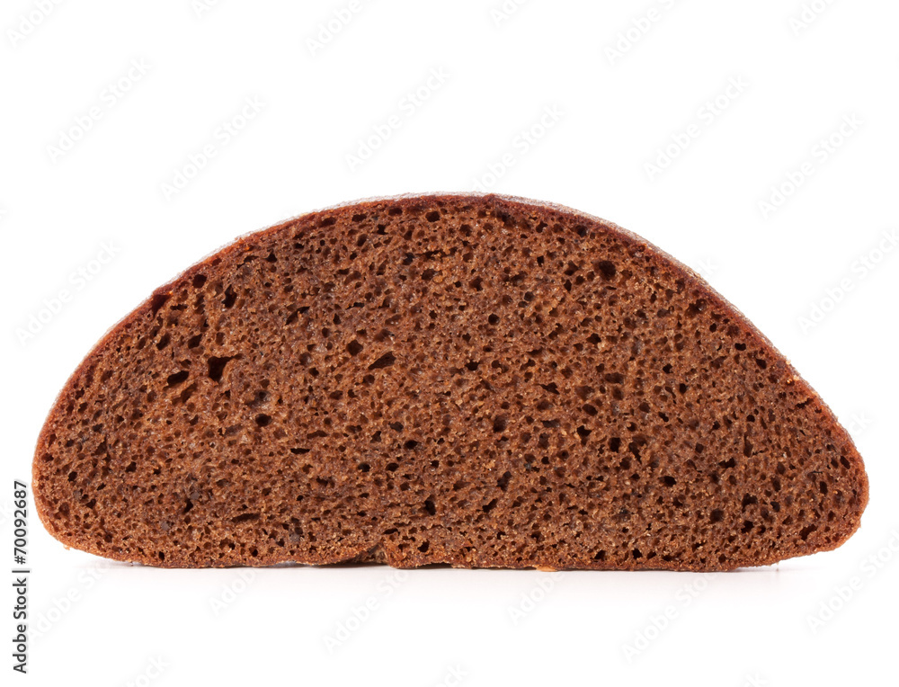 Slice of fresh rye bread isolated on white background cutout Slice of fresh rye bread isolated on white background cutout