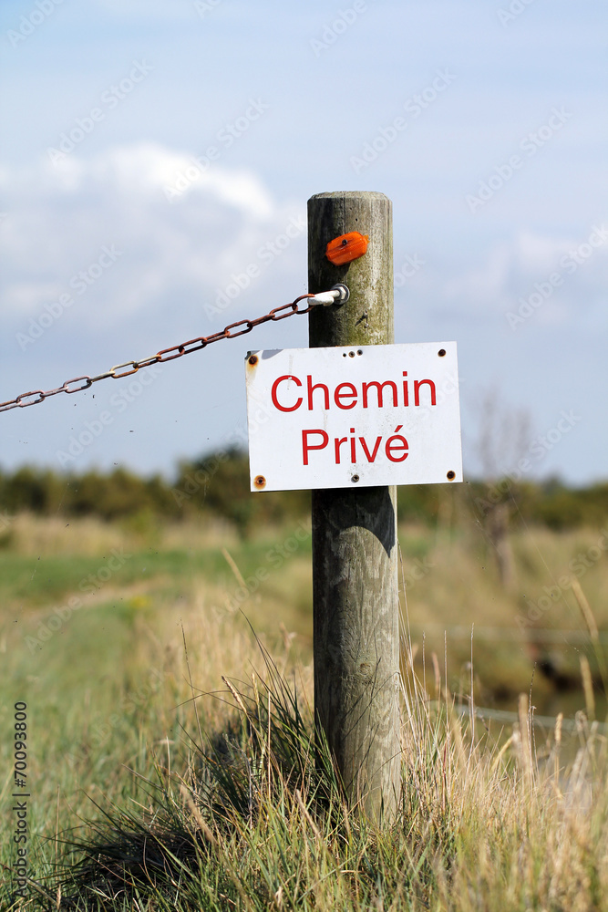Panneau chemin privé Photos Adobe Stock
