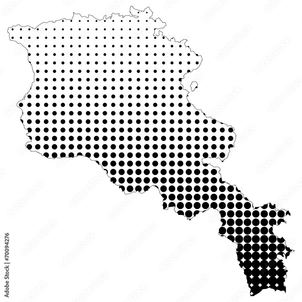 Fototapeta premium Illustration of map with halftone dots - Armenia.