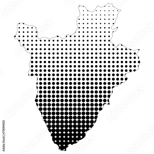 Illustration of map with halftone dots - Burundi.