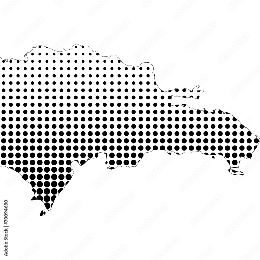 Illustration of map with halftone dots - Dominican Republic. Illustration of map with halftone dots - Dominican Republic.