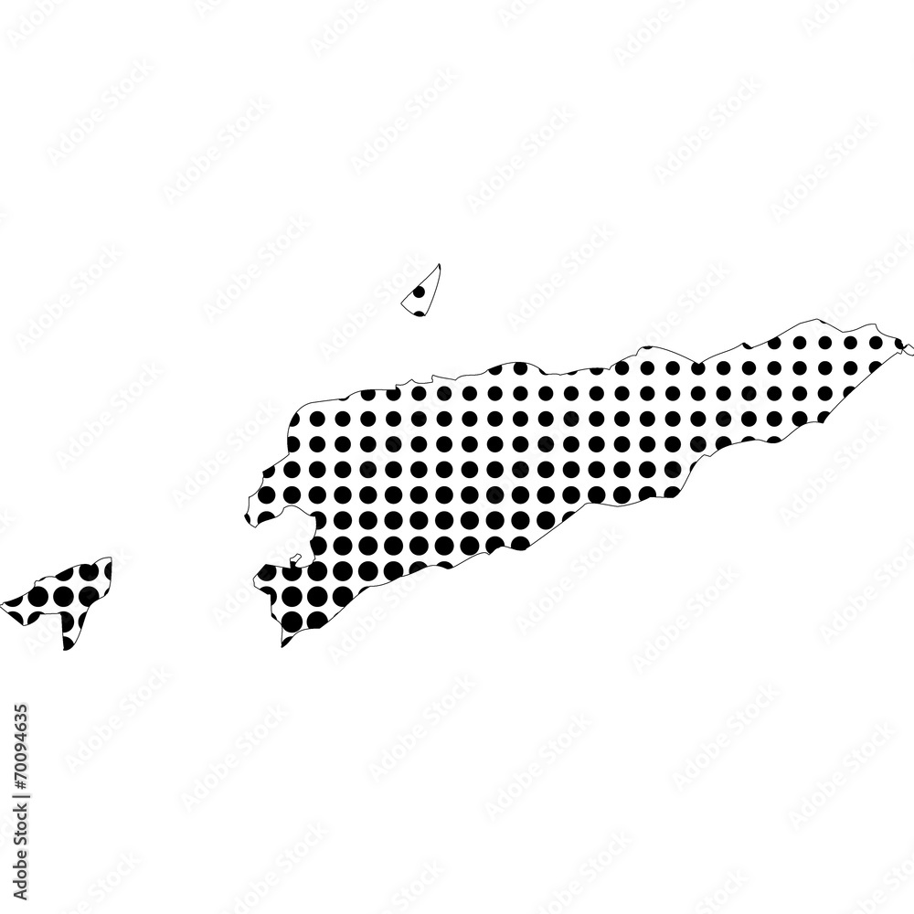Illustration of map with halftone dots - East Timor.