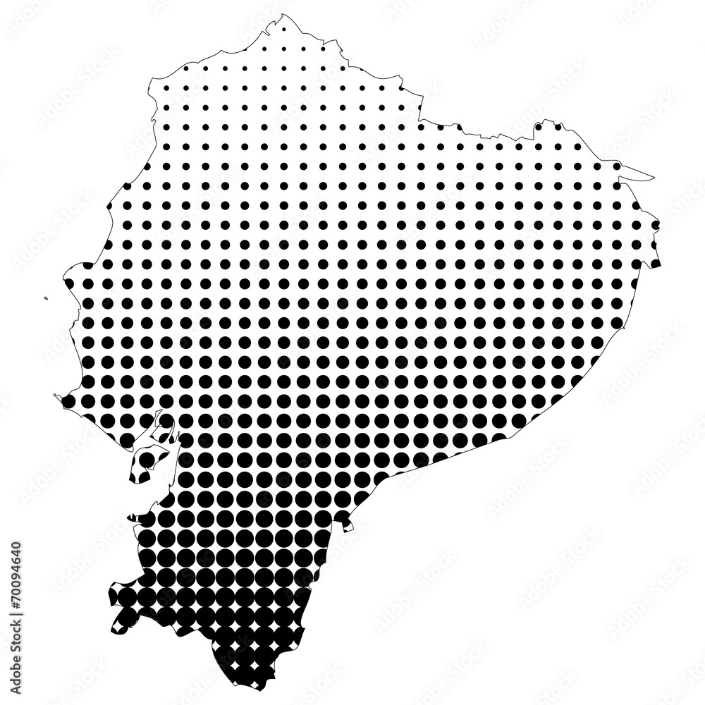 Fototapeta premium Illustration of map with halftone dots - Ecuador.