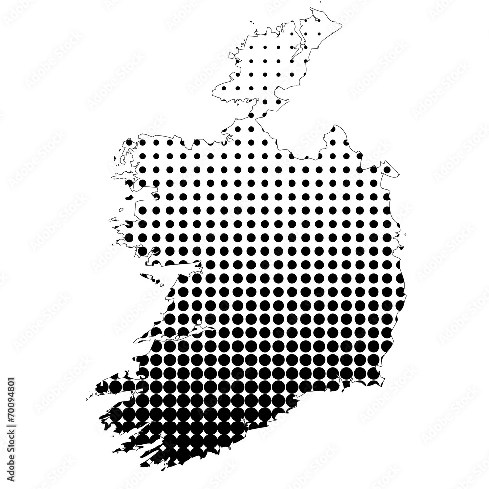 Illustration of map with halftone dots - Ireland.