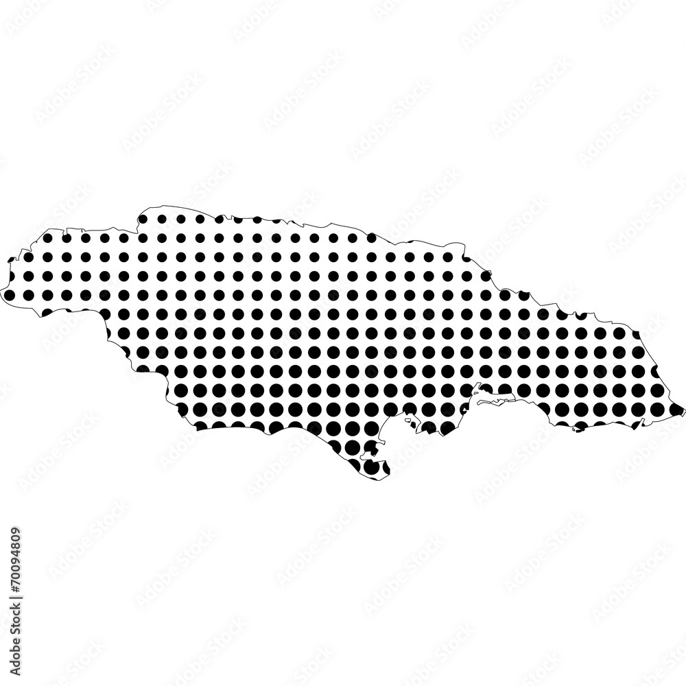 Illustration of map with halftone dots - Jamaica.