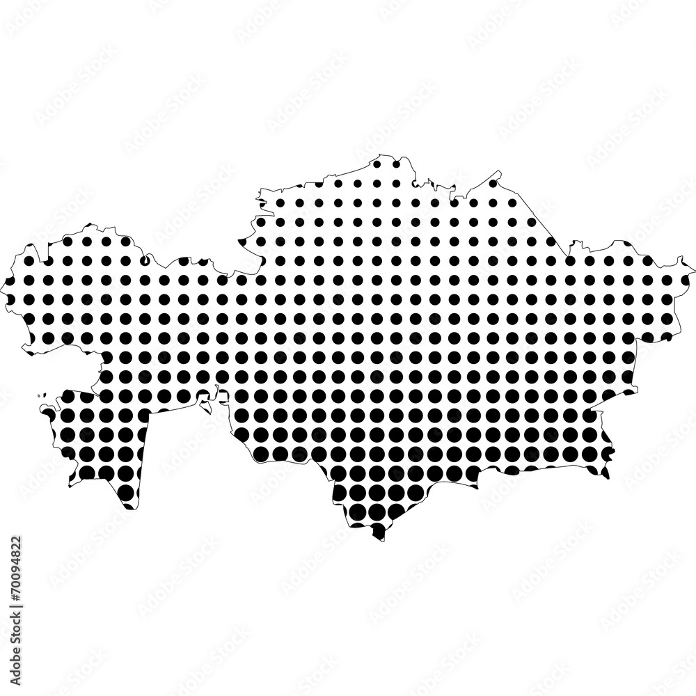 Illustration of map with halftone dots - Kazakhstan.