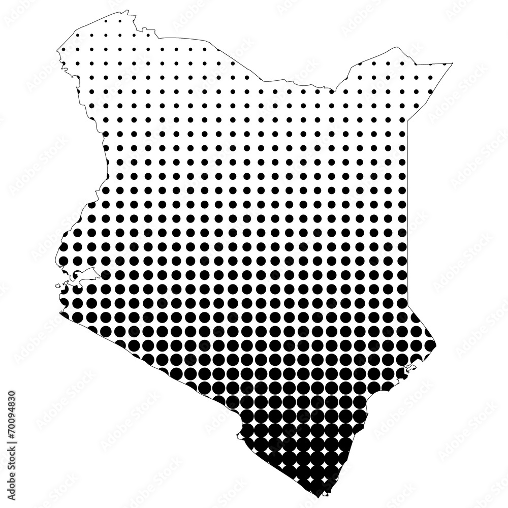 Illustration of map with halftone dots - Kenya.