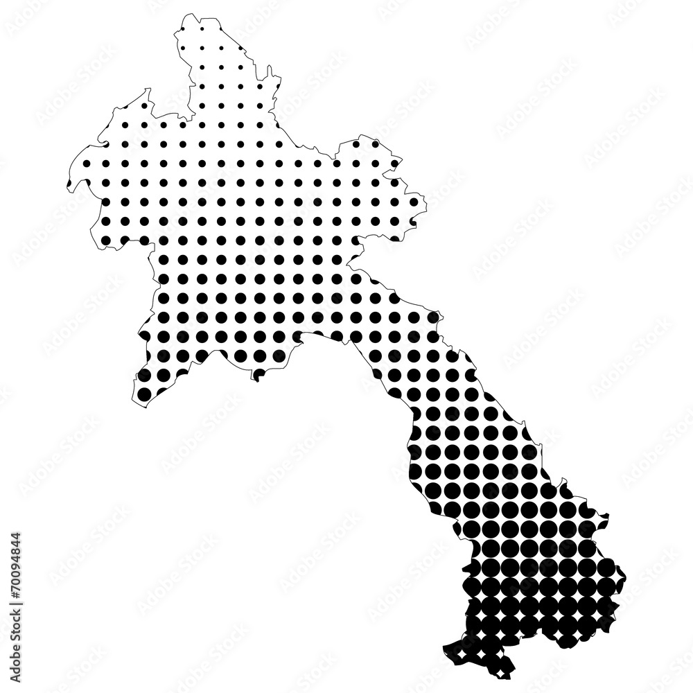 Illustration of map with halftone dots - Laos.