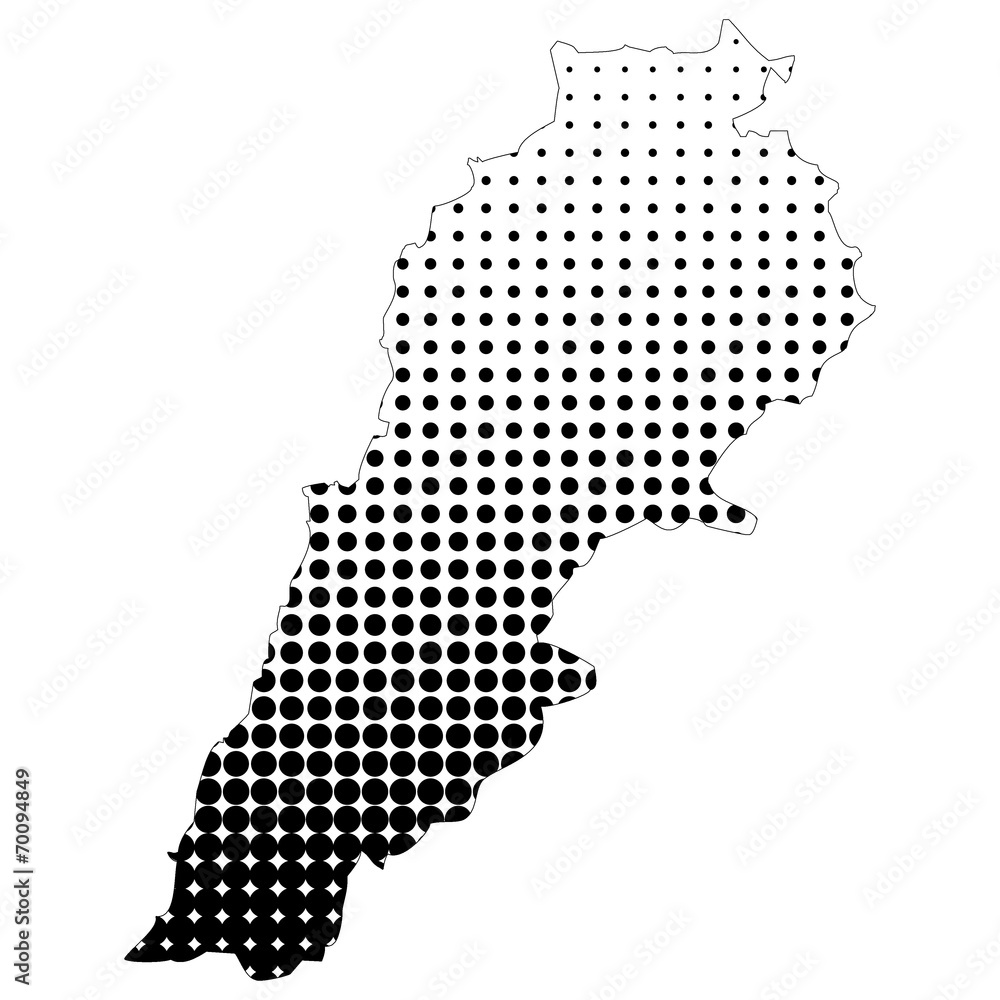 Illustration of map with halftone dots - Lebanon.