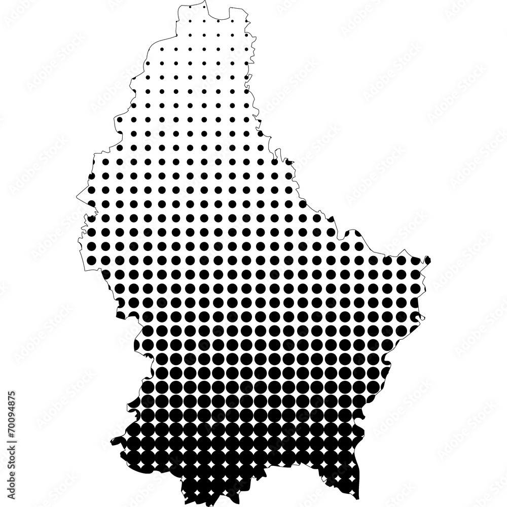 Illustration of map with halftone dots - Luxembourg.