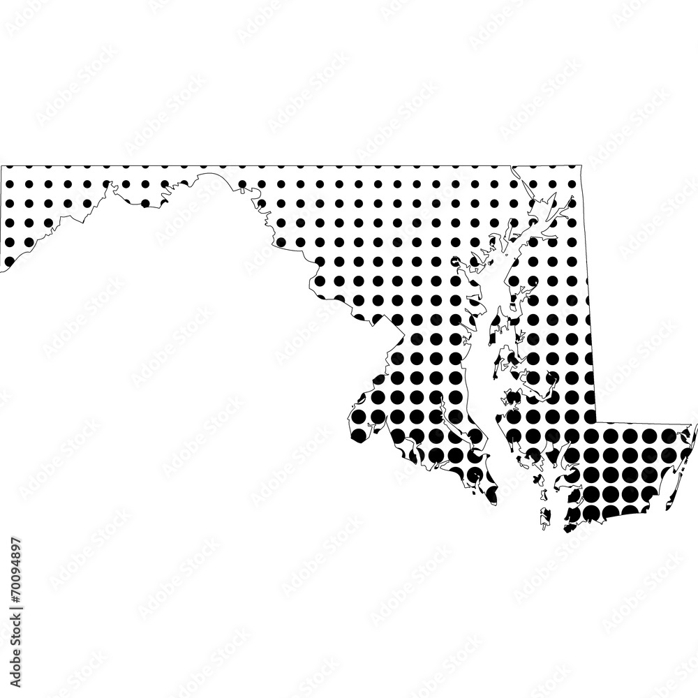 Illustration of map with halftone dots - Maryland.