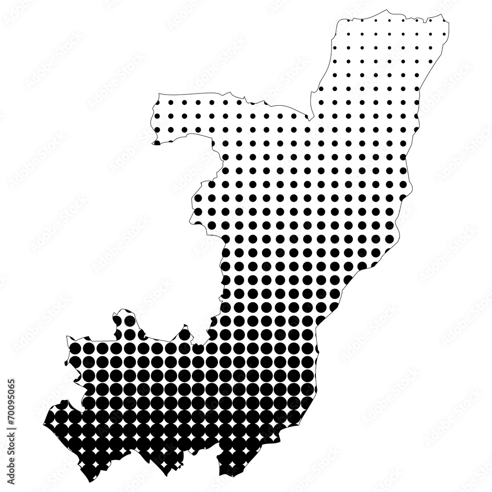 Illustration of map with halftone dots - Republic of the Congo.