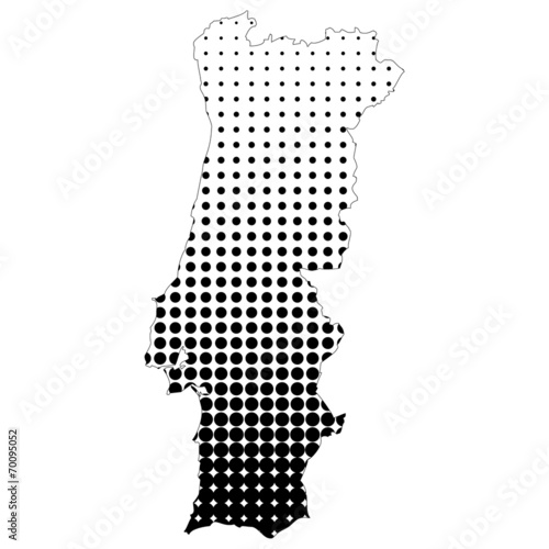 Illustration of map with halftone dots - Portugal.