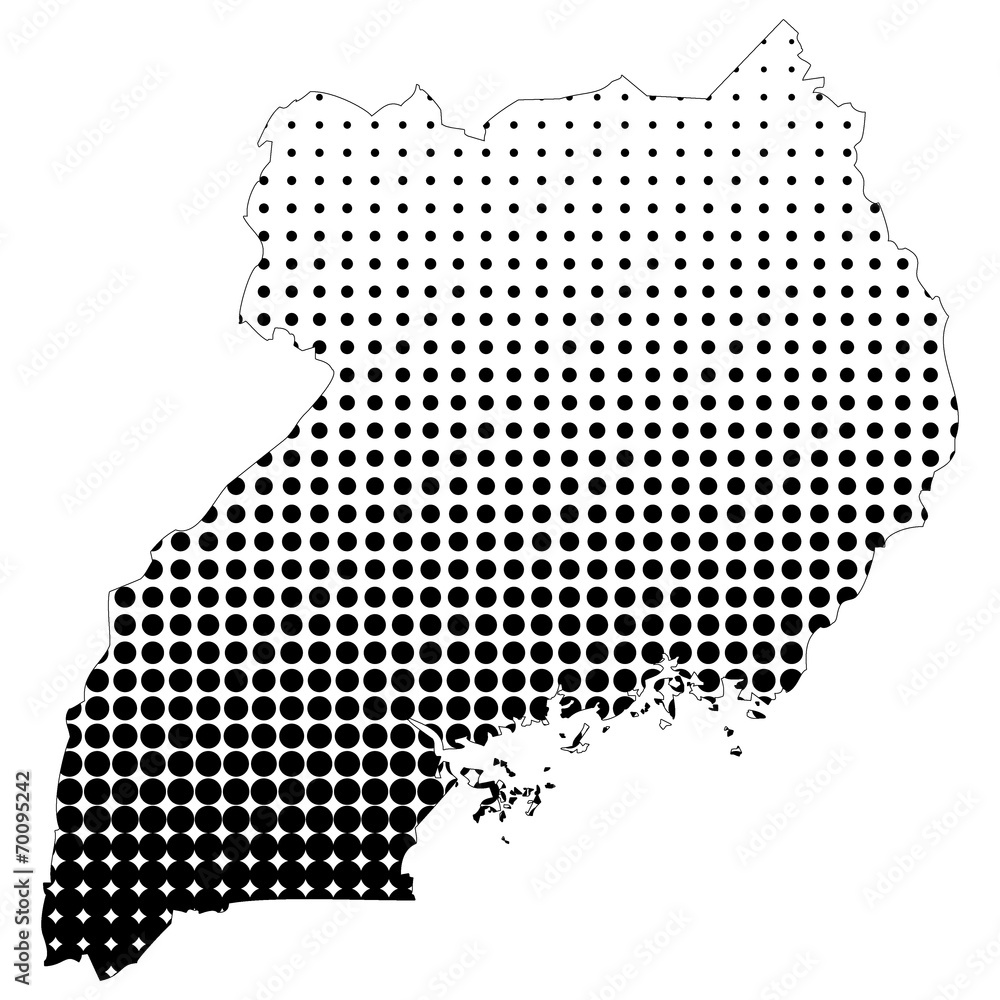 Illustration of map with halftone dots - Uganda.