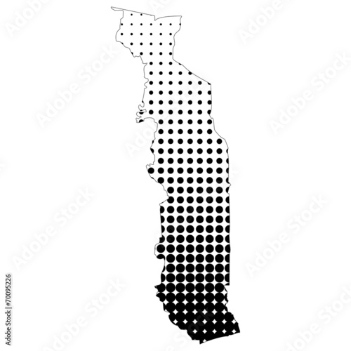 Illustration of map with halftone dots - Togo.