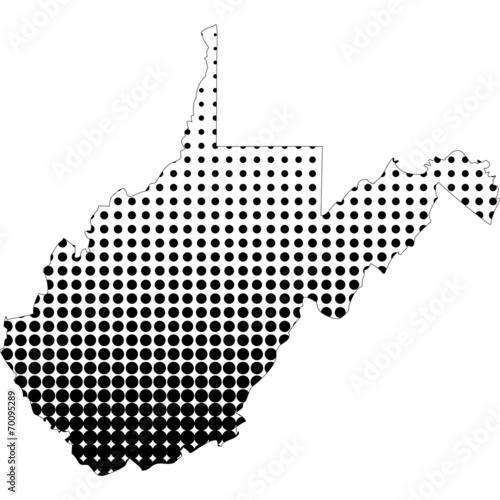 Illustration of map with halftone dots - West Virginia.