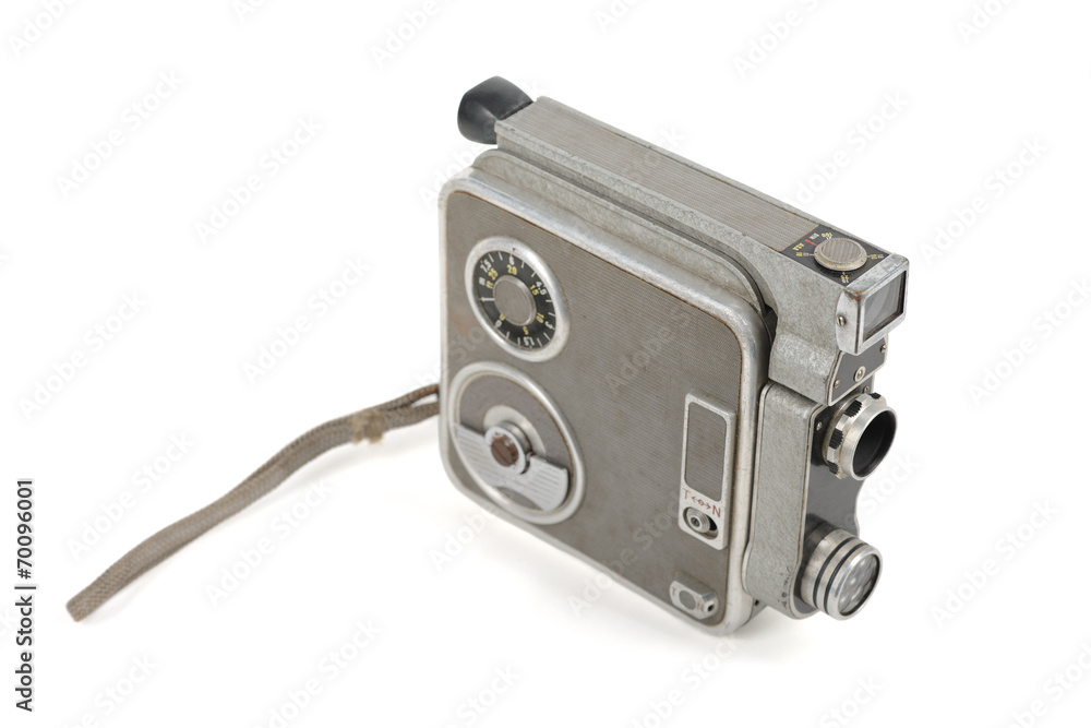 Old video camera isolated on white.