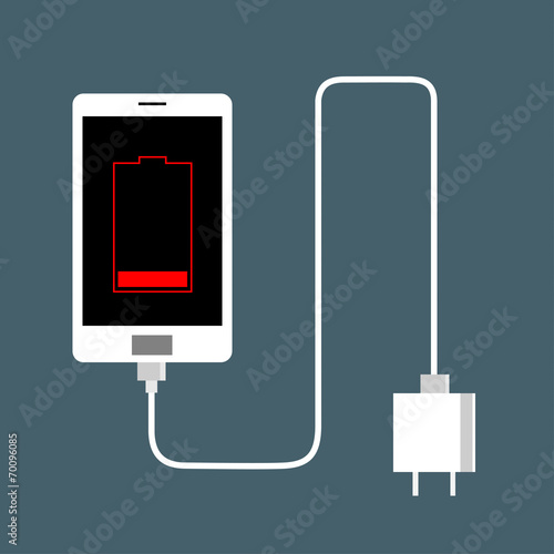 Phone is low charger, vector illustration