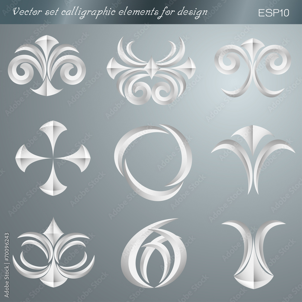 Naklejka premium Vector set calligraphic elements for design. vector illustration