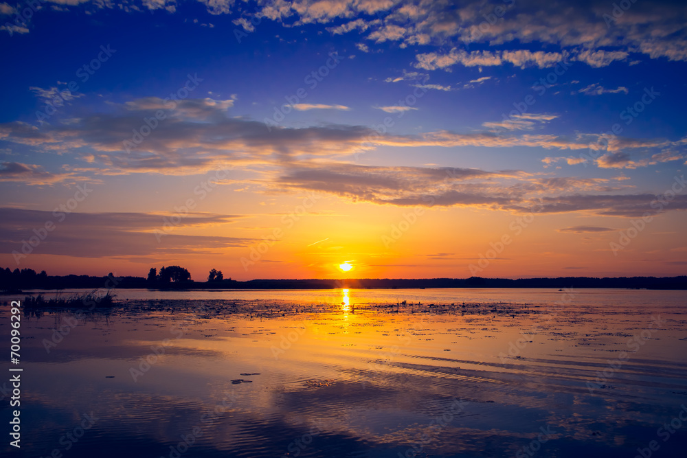 Amazing sunset over lake Amazing sunset over lake