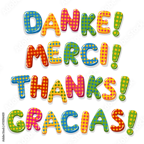 Thanks colorful lettering w...