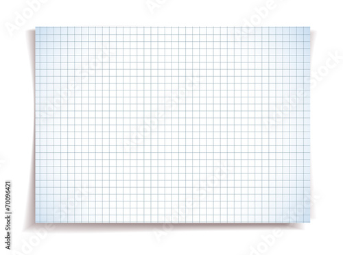 White squared notebook paper on white background