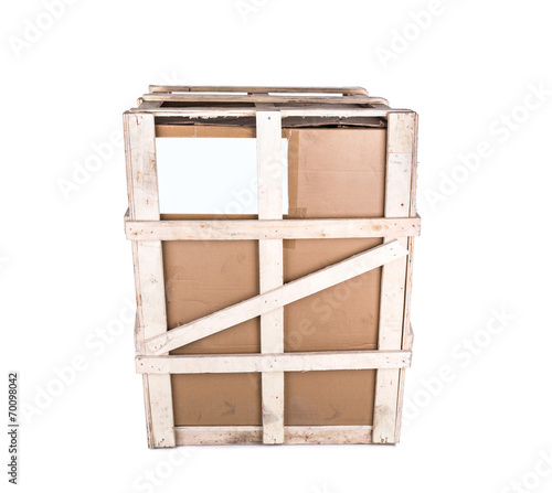 Fototapeta Naklejka Na Ścianę i Meble -  Cardboard boxes with wooden reinforcement