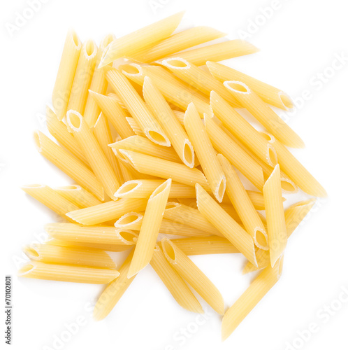 Raw Penne isolated on white