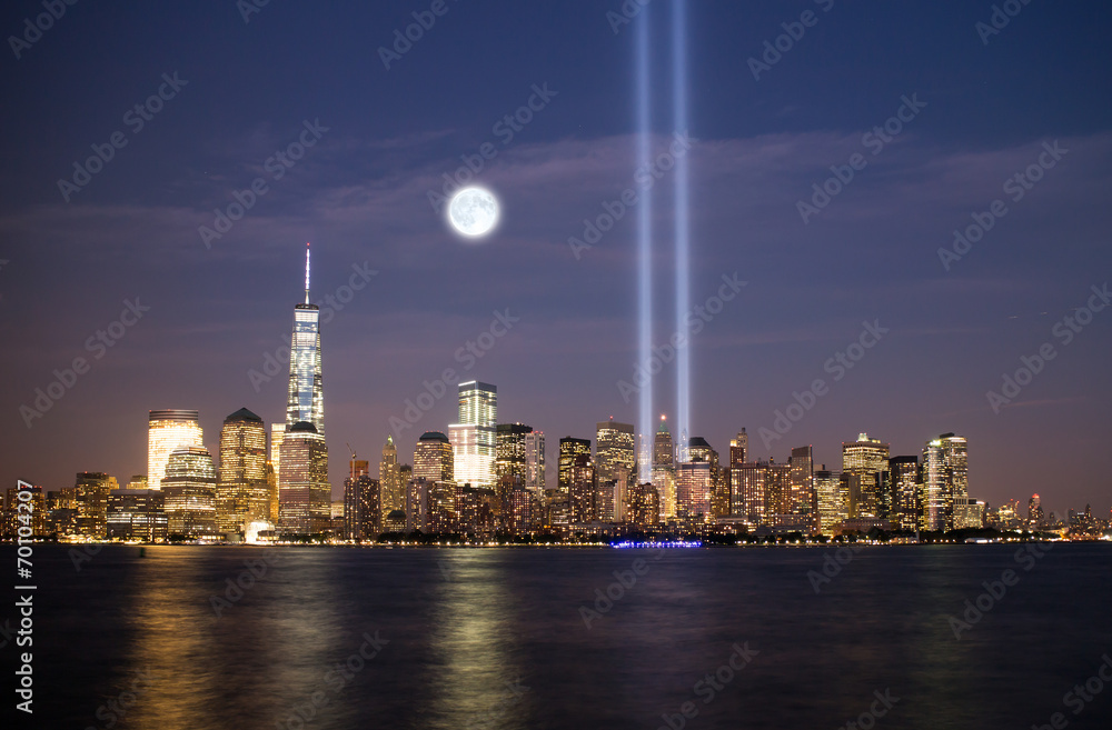Tribute in Light at lower Manhattan