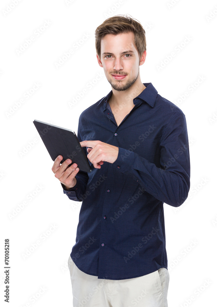 Man use of digital tablet