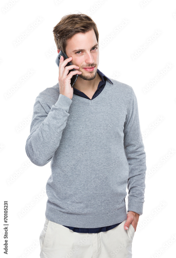Man talk to mobile phone Man talk to mobile phone