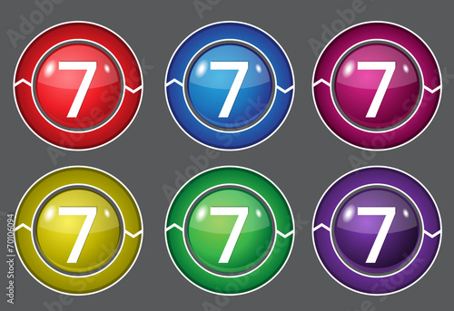 Free Download 7 Number Circular Vector Colorful Web Icon Set Button - GFXLoad