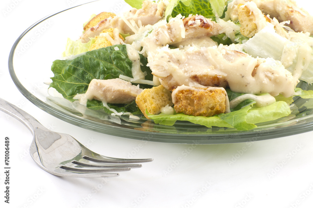 Chicken Caesar Salad Isolated on White Chicken Caesar Salad Isolated on White