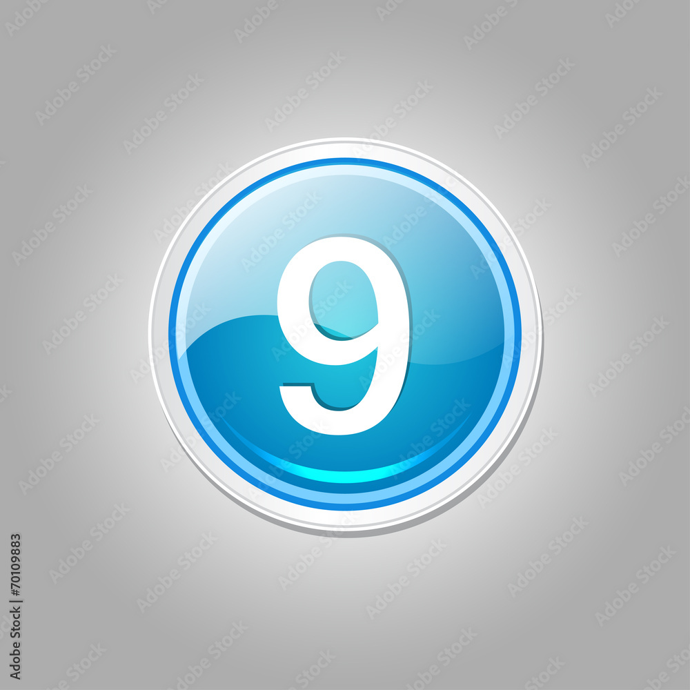 9 Number Circular Vector Blue Web Icon Button 9 Number Circular Vector Blue Web Icon Button