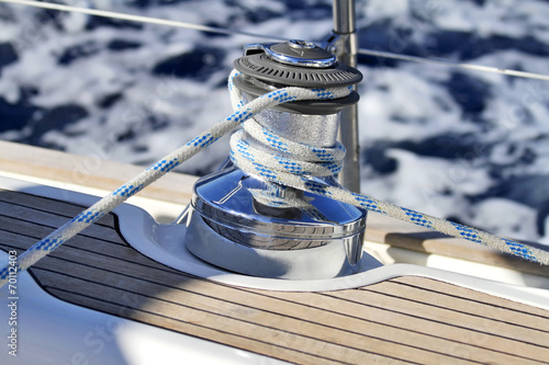 Winch on a sailing boat