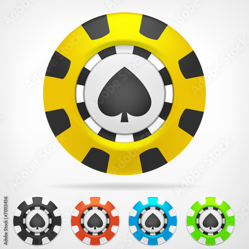 spades poker chip set 3D object isolated