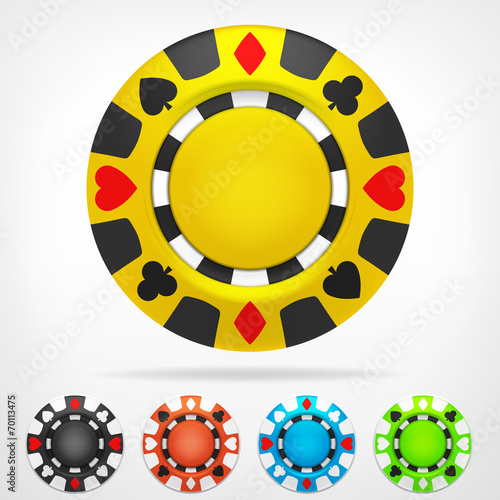 poker chip isometric color set 3D object isolated
