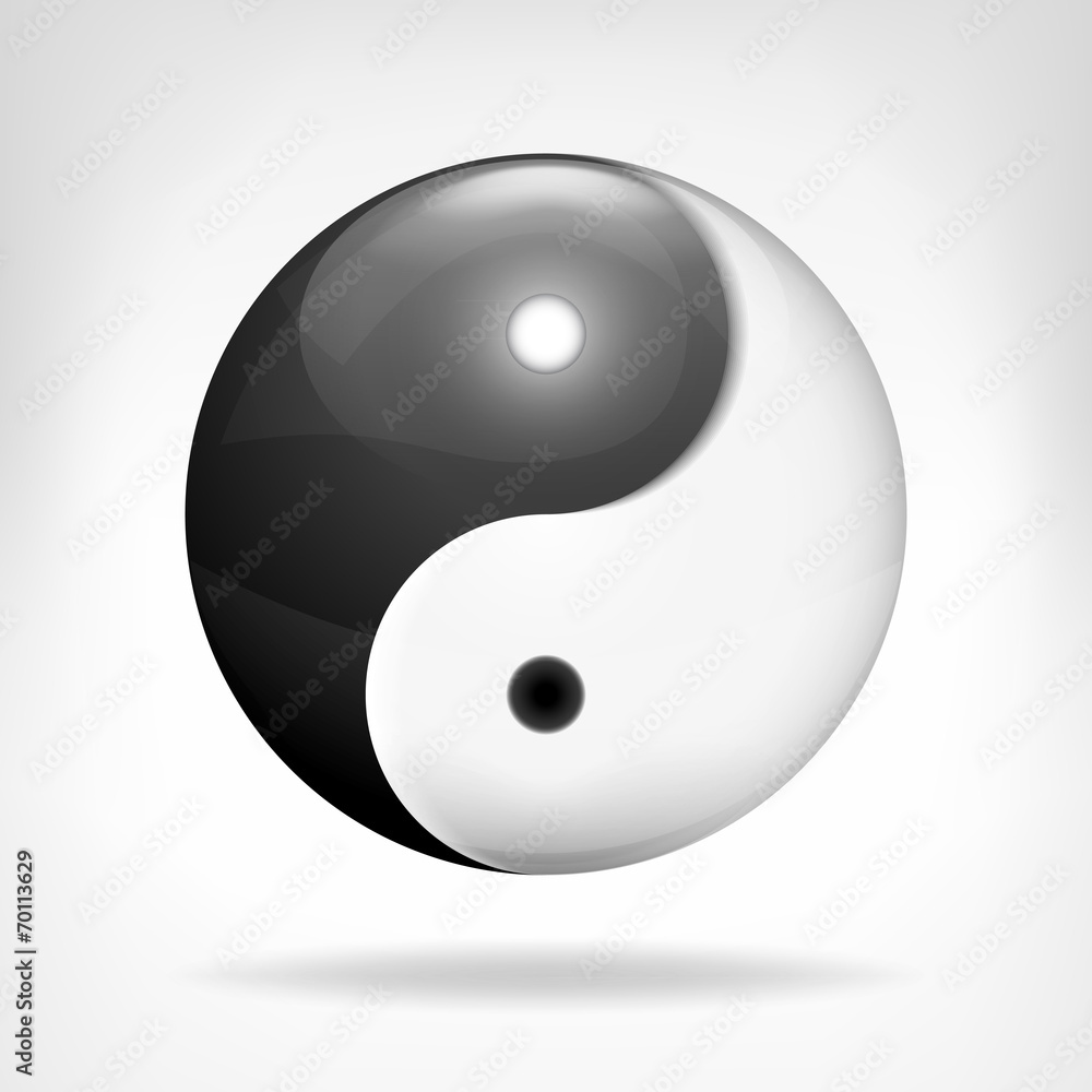 yin and yang 3D symbol design isolated on white yin and yang 3D symbol design isolated on white