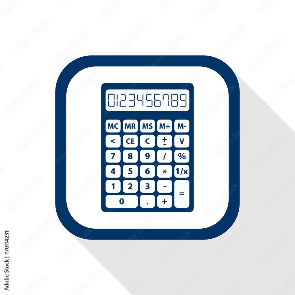 square blue icon calculator - set of digital numbers square blue icon calculator - set of digital numbers