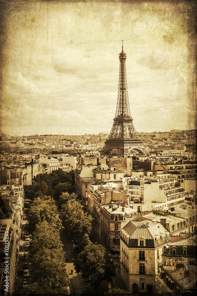 Obraz premium nostalgisch texturiertes Bild von Paris mit Eiffelturm