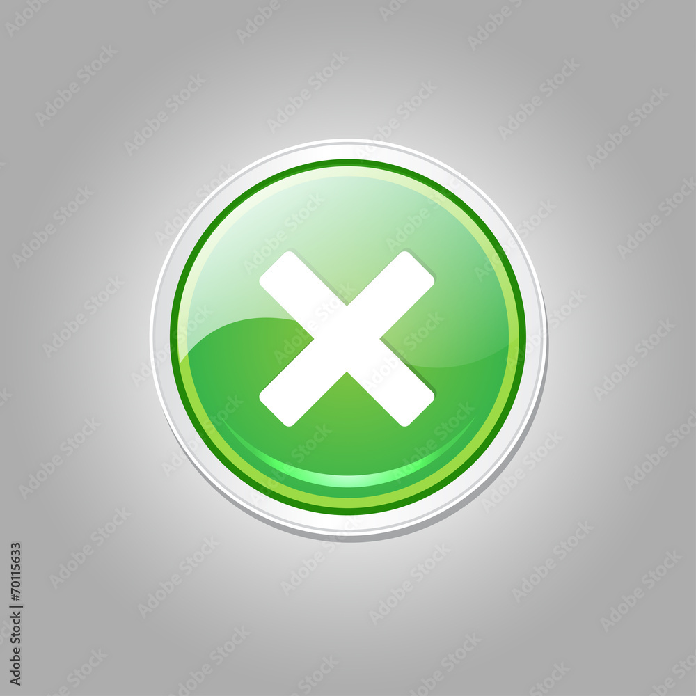 Obraz premium Cross Circular Green Vector Web Button Icon